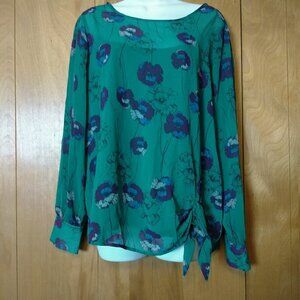 Jaclyn Smith Women's Large Long Sleeve Floral Layered Pullover Blouse With Tie